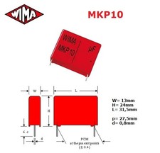Wima MKP10 - 1uF/400V, condensatore in polipropilene, p: 27,5