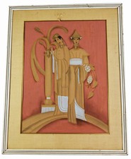 Antico dipinto acquerello 23"