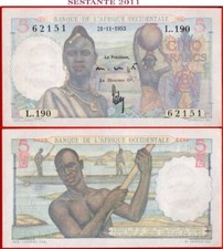 FRANCESE AFRICA OCCIDENTALE 5 FRANCHI 21 11 1953 P 36 UNC spedizione gratuita da 100$