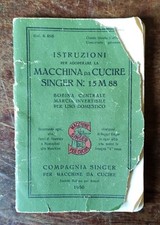 Libretto USO E MANUTENZIONE SINGER N. 15M88 Macchina Cucire Leggere Descrizione 