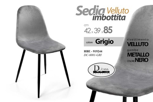 Sedia velluto grigia - velluto,