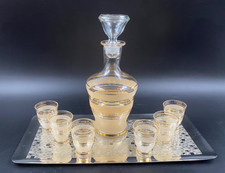 Set Liquore Vodka Alcolici Caraffa Bottiglia bicchieri Vetro brinato d'orato