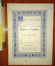 Martini Giovanni, Piacer d'amor (Aria) canto e pianoforte, Ricordi 1931