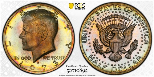 Pr67 1973 50c kennedy proof - 50c,