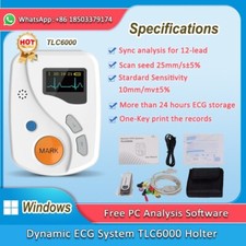 Dynamic Holter ECG 12 cavi 24 ore analizzatore registratore sistema software PC TLC6000