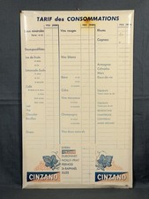 Insegna Listino Prezzi pubblicitario Cinzano di provenienza francese - originale