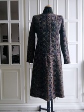 Abito donna vintage sartoriale bouclé lana fantasia multicolor collo alto M / 42