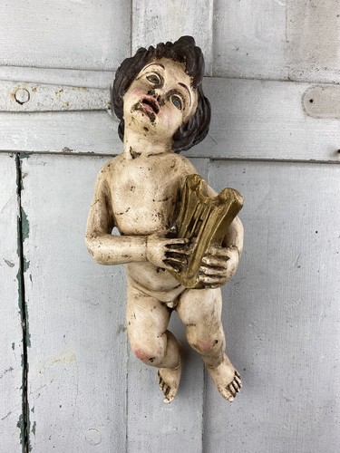 Antique carved wood polychrome - carved,