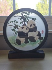 Asian Silk Embroidery Pandas