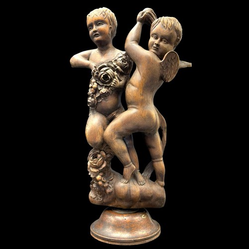 Antica scultura lignea putti - scultura,