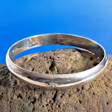 BRACCIALE Vintage in ARGENTO 925 Sterling Rigido a Schiava anni 70 10mm cerchio