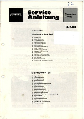 Grundig manuale servizio - grundig, di