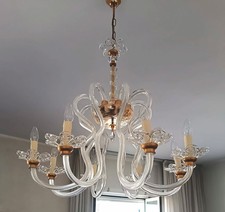 Lampadario murano classic in vetro soffiato trasparente con 8 luci