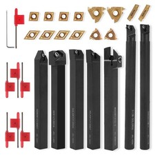 Kit utensili tornio metallo 21 pezzi compatibili CNC compresi accessori essenziali