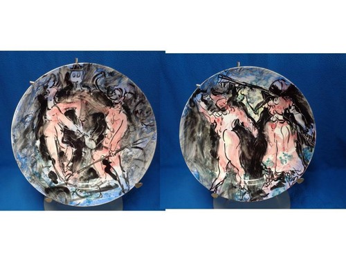 Pair porcelain plates c - pair, "