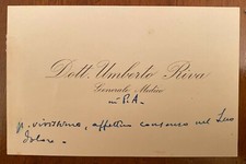 Biglietto autografo di Umberto Riva