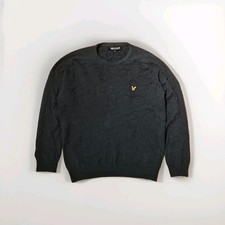 Lyle & Scott maglione girocollo 100% lana taglia XXL grigio scuro