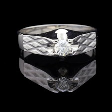 ANELLO SOLITARIO UOMO IN ORO BIANCO 18 KT BRILLANTE 0.33 CT NATURALE CERTIFICATO