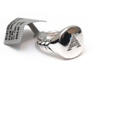 Anello Pinky Con Iniziale A Pave Nuovo In Diamante E Argento Taglia 4