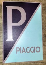 PIAGGIO TARGA  METALLO STAMPATO VESPA INSEGNA VINTAGE REPLICA 20x30 NEW