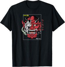 Retro Oni Streetwear Hannya Japanese Demon Cyber Kanji Maglietta