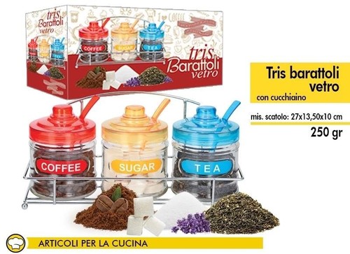 Tris barattoli contenitori - barattoli,
