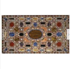 Tavolo da pranzo laterale 6'x3' marmo nero multi pietra intarsiata malachite lapislazzuli decoro