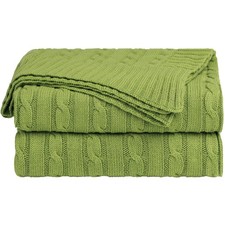 100% cotone soffice filo a maglia divano letto coperta di verde 47 x 70 "
