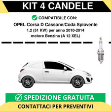 KIT 4 CANDELE per OPEL Corsa D