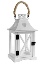 LANTERNA BIANCA TEA LIGHT PORTACANDELA LEGNO CUORE CASA EVENTI GIARDINO 36*18 cm