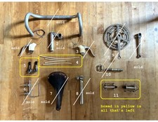 Bici da strada vintage ~ 1972 Raleigh "Carlton" Super Course OEM ricambi riparazione sostituire