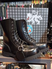 Anfibi 10 Fori punta acciaio Nevermind vera pelle Nero suola carrarmato 