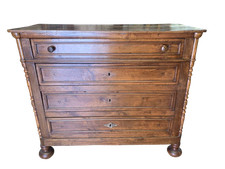 Rustico antico cassettone Luigi Filippo  in noce della fine dell'800 piemontese