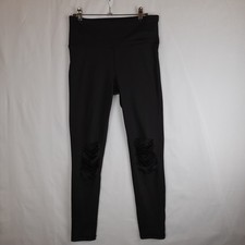 Leggings Atletici Mono B Donna Taglia Media Nero Sminuzzato Ginocchio Yoga Palestra Pilates