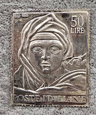 Michelangiolesca L. 50 -  FRANCOBOLLO IN FOGLIA D'ARGENTO