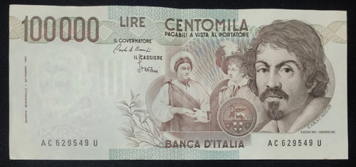100000 lire caravaggio - 100000,