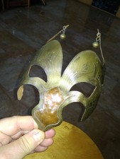 MASCHERA CARNEVALE ETNICA RAME E PELLE 1950 METAL LEATHER CARNIVAL ETHNIC MASK