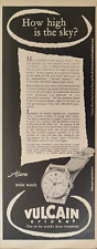 VULCAIN CRICKET  Pubblicità OROLOGIO 1 pagina 1955 originale 8jm