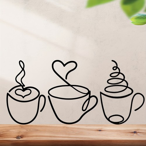 3pcs coffee cup - metal, wall