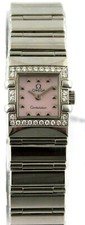 OMEGA CONSTELLATION QUADRA 1537.73 MINI OROLOGIO DONNA ACCIAIO DIAMANTE PERLA ROSA