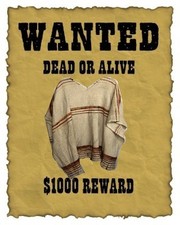 PONCHO - CLINT EASTWOOD - ABITO ELEGANTE MESSICANO AUTENTICO SELVAGGIO WEST - LOTTO FESTA