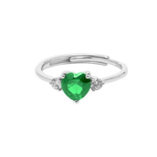 Anello cuore verde argento 925