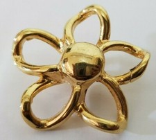 6 BOTTONI GIOIELLO FIORE ORO LUCIDO METALLO DECORAZIONE CON PIEDINO