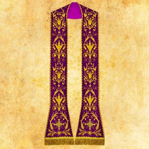 Stola romana ricamata viola