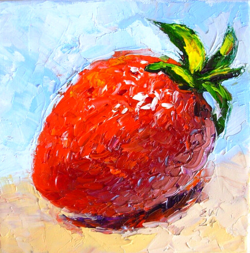 Quadro olio fragola - , originale