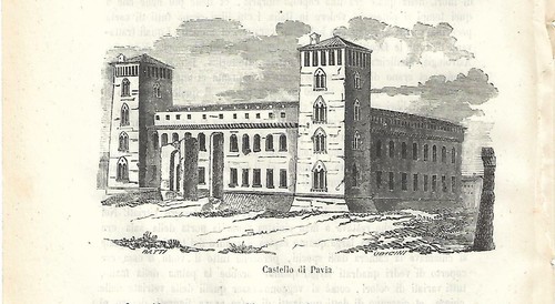 Stampa antica pavia veduta - antica,