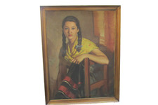 Antico dipinto ad olio di una