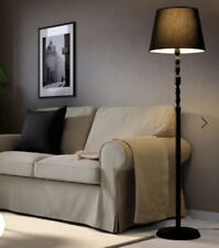 Lampada Piantana Terra Design Moderno Asta Nera Simil Legno