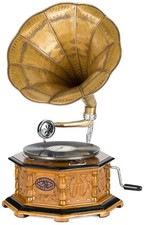 Grammofono tromba con piatto - grammofono,