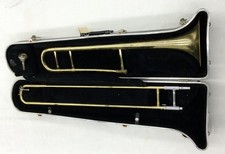 Vintage Brass Trombone In Hard